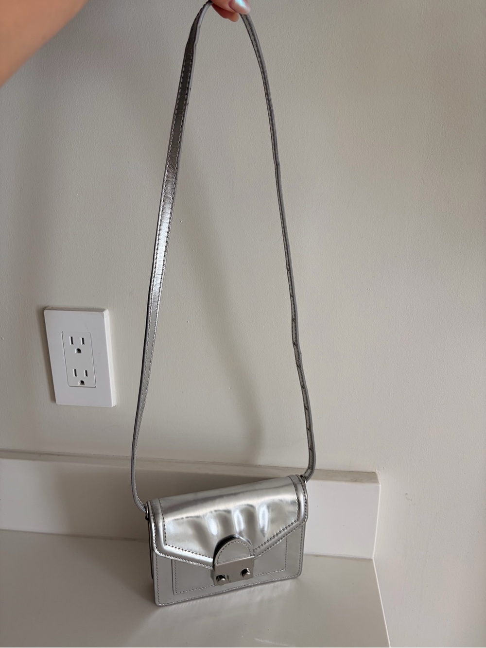Loeffler Randall Silver Metallic Mini Rider Bag